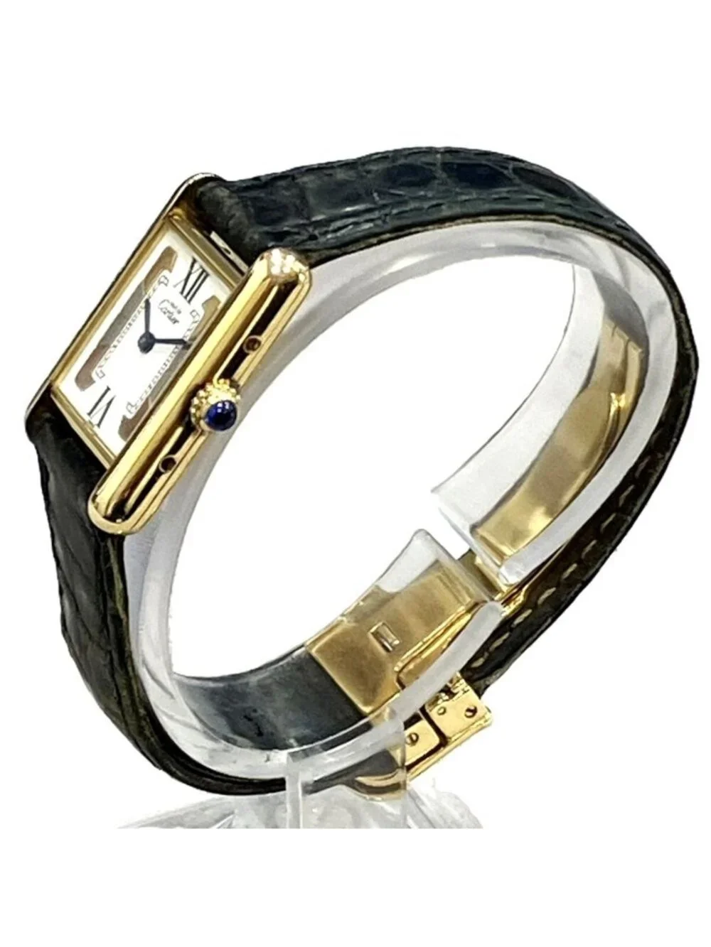 Cartier Must Tank SM Vermeil Watch Gross Weight Leather Quartz White Dial